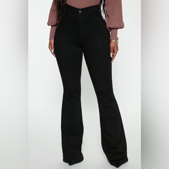 Fashion Nova Deep In My Soul Flare Jeans Tall Black - Picture 4 of 6